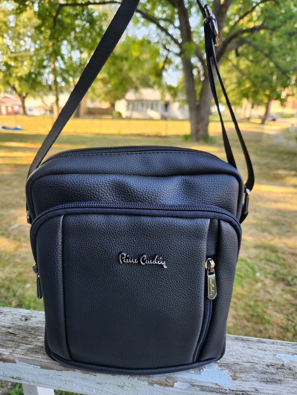 Pierre Cardin Black Leather Crossbody Bag for Messenger Men Nwt - Picture 12 of 12